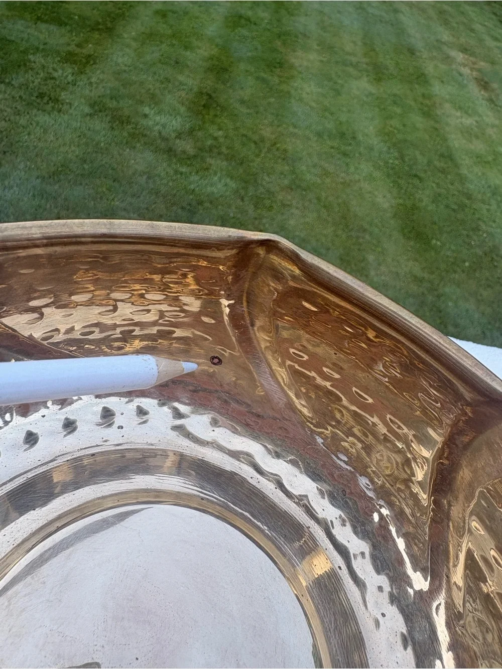 Pier 1 Hammered Brass Gold-Tone Decorative Bowl Planter 7” x 3”